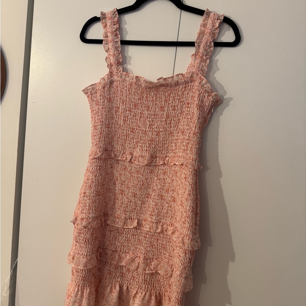 Parker Coral Textured Sleeveless Dress